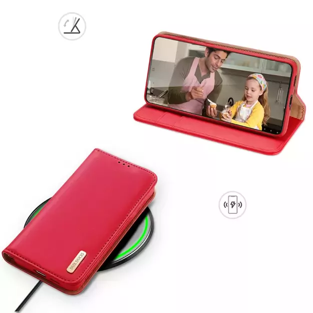 Dux Ducis Hivo Leather Flip Cover Genuine Leather Wallet For Cards And Documents Samsung Galaxy S22 + (S22 Plus) Red 6