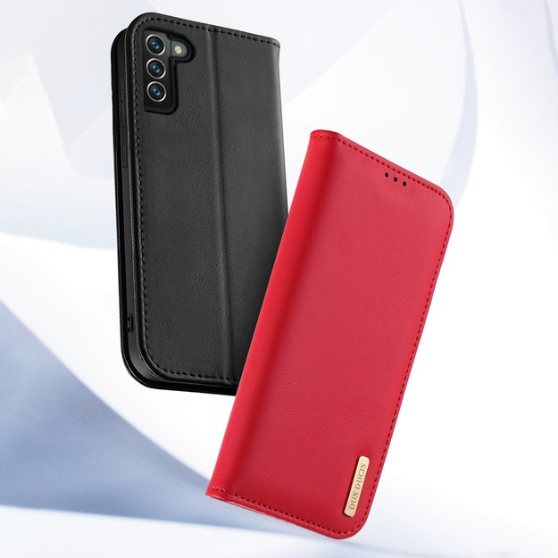 Dux Ducis Hivo Leather Flip Cover Genuine Leather Wallet For Cards And Documents Samsung Galaxy S22 + (S22 Plus) Red 35