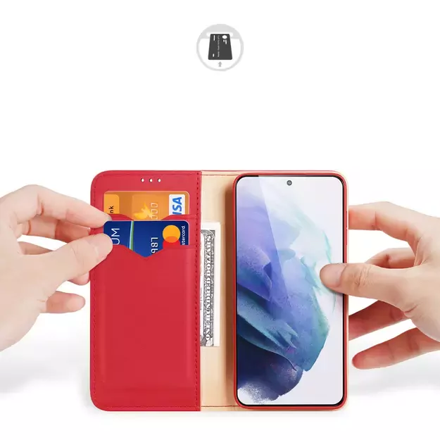 Dux Ducis Hivo Leather Flip Cover Genuine Leather Wallet For Cards And Documents Samsung Galaxy S22 + (S22 Plus) Red 2
