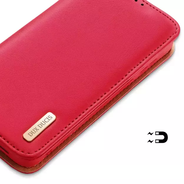 Dux Ducis Hivo Leather Flip Cover Genuine Leather Wallet For Cards And Documents Samsung Galaxy S22 + (S22 Plus) Red 5