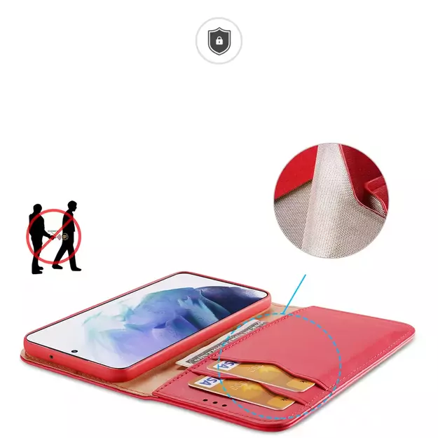 Dux Ducis Hivo Leather Flip Cover Genuine Leather Wallet For Cards And Documents Samsung Galaxy S22 + (S22 Plus) Red 3
