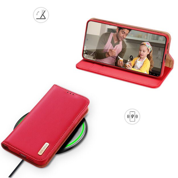 Dux Ducis Hivo Leather Flip Cover Genuine Leather Wallet For Cards And Documents Samsung Galaxy S22 + (S22 Plus) Red 27