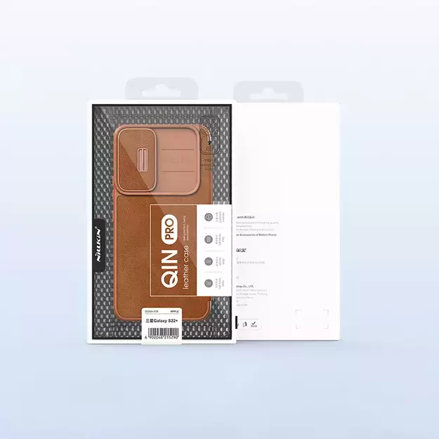 Nillkin Qin Leather Pro Case Case for Samsung Galaxy S22+ (S22 Plus) Camera Protector Holster Cover Flip Case Brown 13