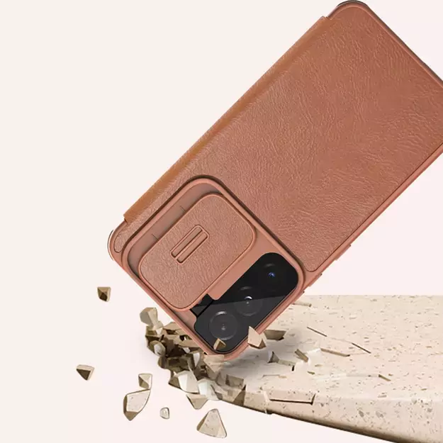 Nillkin Qin Leather Pro Case Case for Samsung Galaxy S22+ (S22 Plus) Camera Protector Holster Cover Flip Case Brown 35