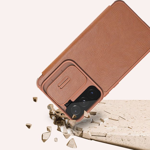 Nillkin Qin Leather Pro Case Case for Samsung Galaxy S22+ (S22 Plus) Camera Protector Holster Cover Flip Case Brown 24