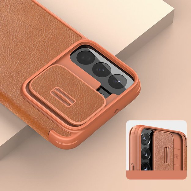 Nillkin Qin Leather Pro Case Case for Samsung Galaxy S22+ (S22 Plus) Camera Protector Holster Cover Flip Case Brown 12