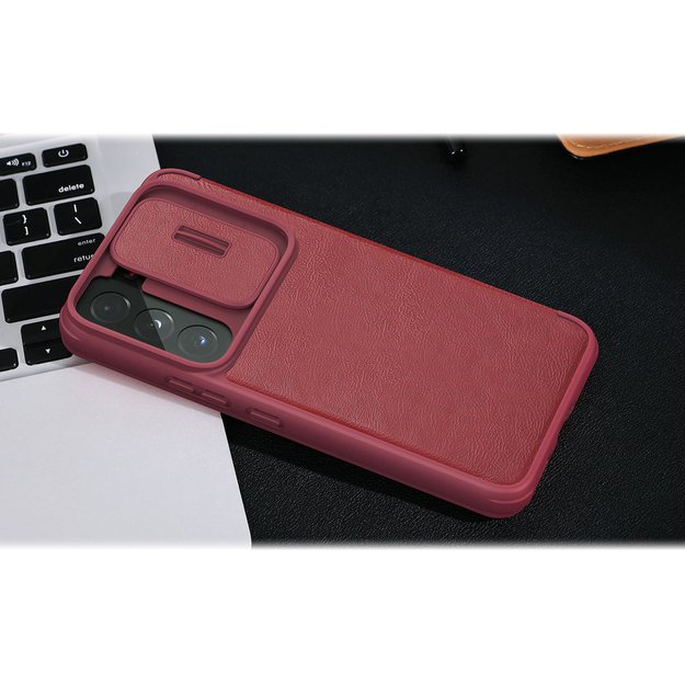 Nillkin Qin Leather Pro Case Case for Samsung Galaxy S22+ (S22 Plus) Camera Protector Holster Cover Flip Case Brown 32