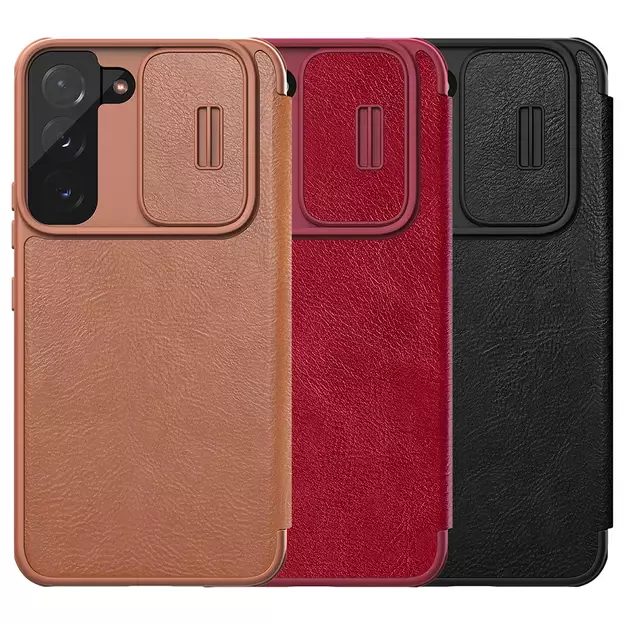 Nillkin Qin Leather Pro Case Case for Samsung Galaxy S22+ (S22 Plus) Camera Protector Holster Cover Flip Case Brown 29