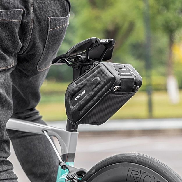 Rockbros B69 bicycle saddle bag 1.8l with easy release system - black 7