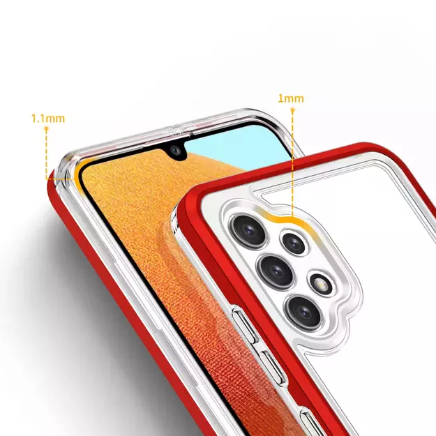 Clear 3in1 Case for Samsung Galaxy A32 5G Frame Gel Cover Red 3