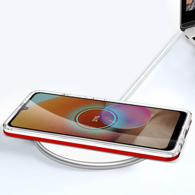 Clear 3in1 Case for Samsung Galaxy A32 5G Frame Gel Cover Red 12