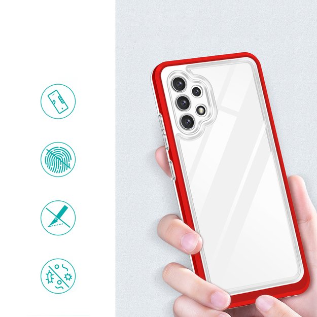 Clear 3in1 Case for Samsung Galaxy A32 5G Frame Gel Cover Red 6