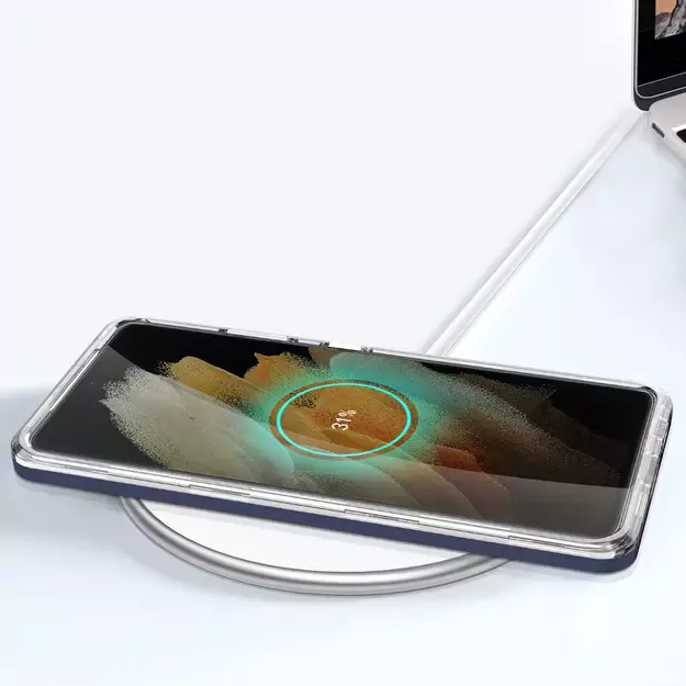 Clear 3in1 Case for Samsung Galaxy S21 Ultra 5G Frame Gel Cover Blue 7