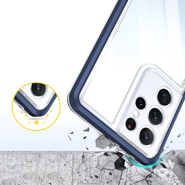 Clear 3in1 Case for Samsung Galaxy S21 Ultra 5G Frame Gel Cover Blue 11