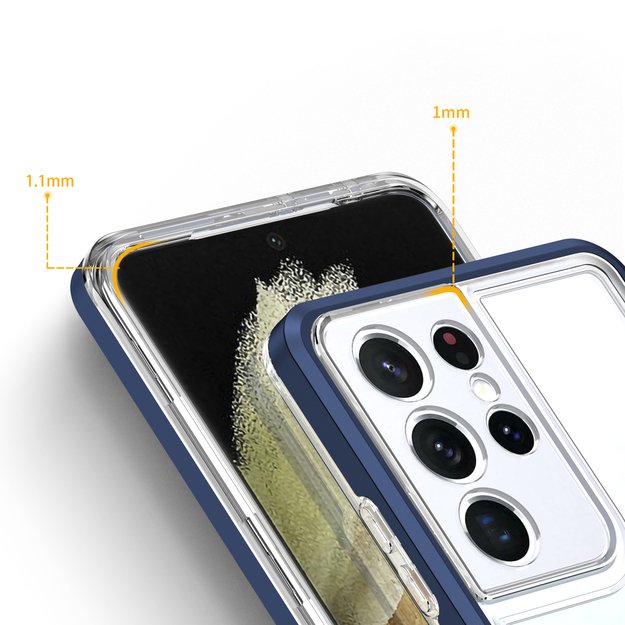 Clear 3in1 Case for Samsung Galaxy S21 Ultra 5G Frame Gel Cover Blue 9