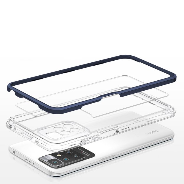 Clear 3in1 Case for Xiaomi Redmi 10 Frame Gel Cover Blue 10