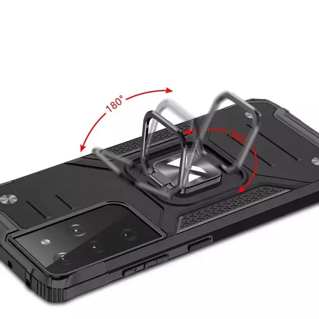 Wozinsky Ring Armor tough hybrid case cover + magnetic holder for Samsung Galaxy S22 Ultra black 4