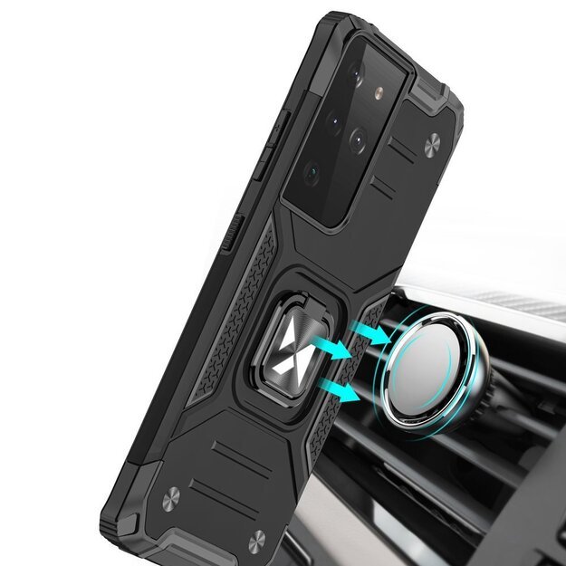 Wozinsky Ring Armor tough hybrid case cover + magnetic holder for Samsung Galaxy S22 Ultra black 12