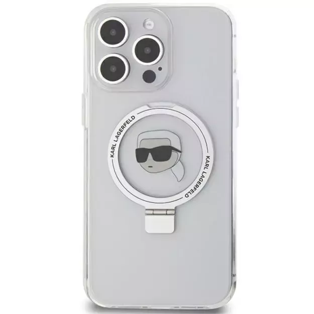 Karl Lagerfeld KLHMP15LHMRSKHH iPhone 15 Pro 6.1&quot  white/white hardcase Ring Stand Karl Head MagSafe 2