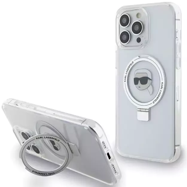 Karl Lagerfeld KLHMP15LHMRSKHH iPhone 15 Pro 6.1&quot  white/white hardcase Ring Stand Karl Head MagSafe
