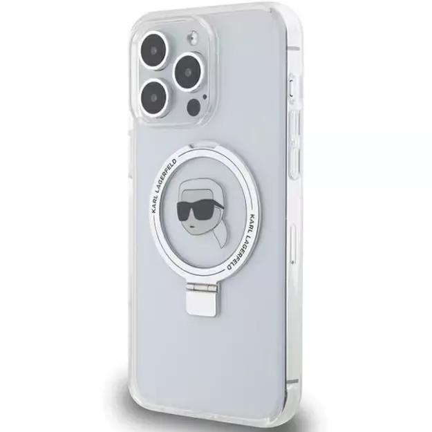 Karl Lagerfeld KLHMP15LHMRSKHH iPhone 15 Pro 6.1&quot  white/white hardcase Ring Stand Karl Head MagSafe 1