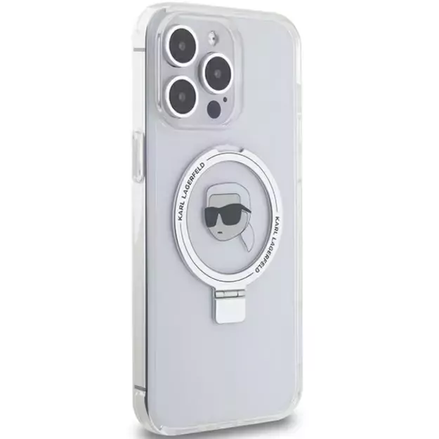 Karl Lagerfeld KLHMP15LHMRSKHH iPhone 15 Pro 6.1&quot  white/white hardcase Ring Stand Karl Head MagSafe 3