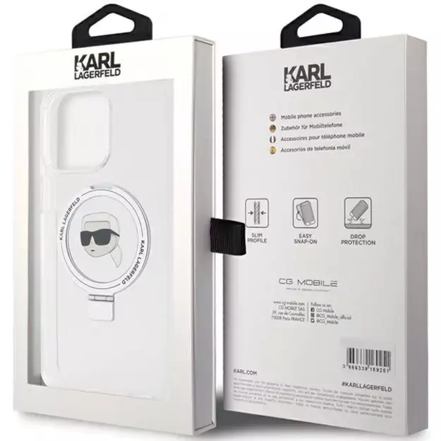 Karl Lagerfeld KLHMP15LHMRSKHH iPhone 15 Pro 6.1&quot  white/white hardcase Ring Stand Karl Head MagSafe 7
