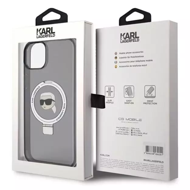 Karl Lagerfeld KLHMP15SHMRSKHK iPhone 15 6.1&quot  black/black hardcase Ring Stand Karl Head MagSafe 7