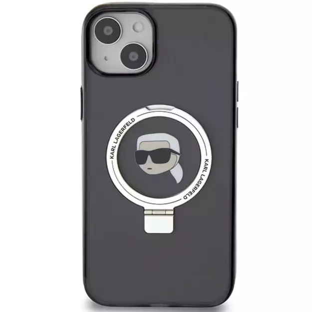 Karl Lagerfeld KLHMP15SHMRSKHK iPhone 15 6.1&quot  black/black hardcase Ring Stand Karl Head MagSafe 2