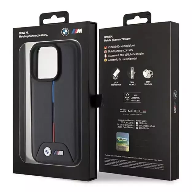 BMW Quilted Tricolor iPhone 15 Pro Case - Black 7
