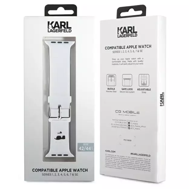 Karl Lagerfeld 3D Rubber Choupette Head Strap for Apple Watch 42/44/45/49mm - White 6