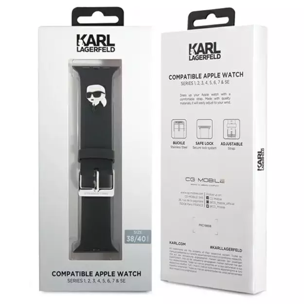Karl Lagerfeld 3D Rubber Karl Head strap for Apple Watch 38/40/41mm - black 6