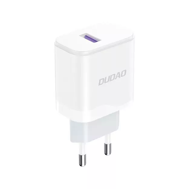 Dudao A20EU USB-A 18W wall charger - white + USB-A - USB-C cable 2