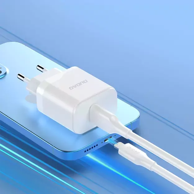 Dudao A20EU USB-A 18W wall charger - white + USB-A - USB-C cable 6