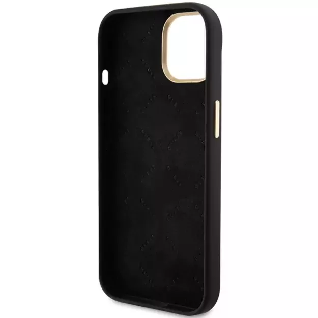 Guess Silicone Script Metal Logo &amp  Frame case for iPhone 15 - black 6