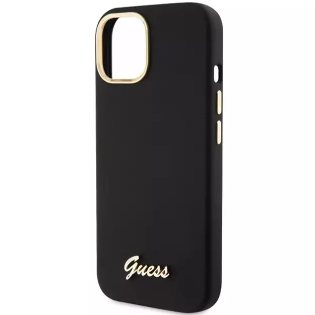 Guess Silicone Script Metal Logo &amp  Frame case for iPhone 15 - black 5