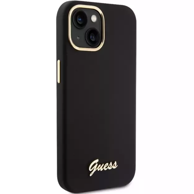 Guess Silicone Script Metal Logo &amp  Frame case for iPhone 15 - black 3