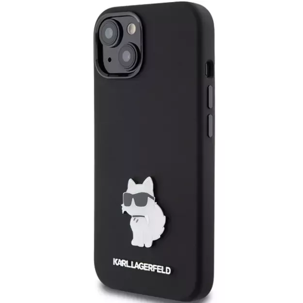 Karl Lagerfeld Silicone Choupette Metal Pin case for iPhone 15 Plus / 14 Plus - black 1