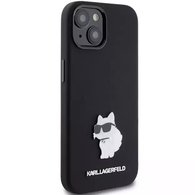 Karl Lagerfeld Silicone Choupette Metal Pin case for iPhone 15 Plus / 14 Plus - black 3