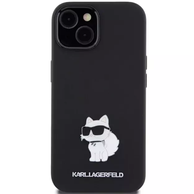 Karl Lagerfeld Silicone Choupette Metal Pin case for iPhone 15 Plus / 14 Plus - black 2