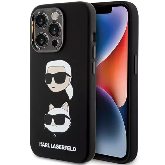 Karl Lagerfeld Silicone Karl&amp Choupette Head case for iPhone 15 Pro Max - black