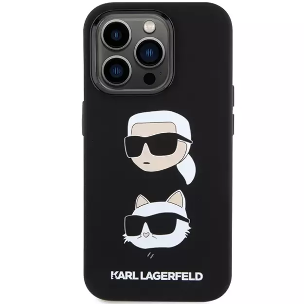 Karl Lagerfeld Silicone Karl&amp Choupette Head case for iPhone 15 Pro Max - black 9