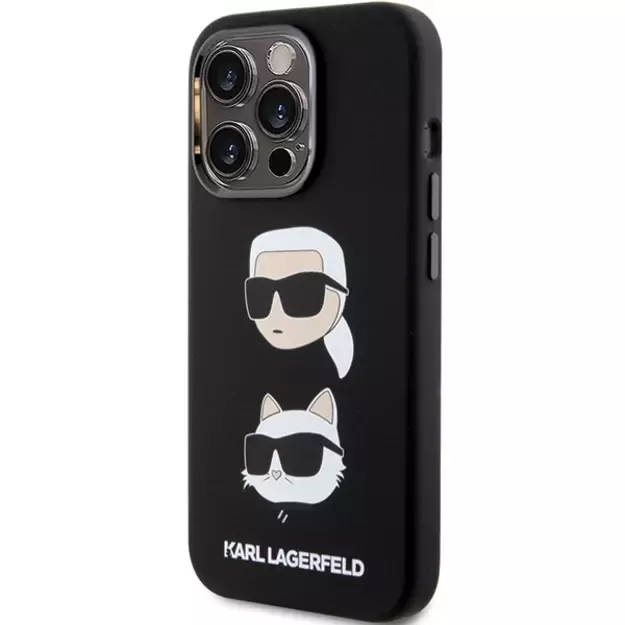 Karl Lagerfeld Silicone Karl&amp Choupette Head case for iPhone 15 Pro Max - black 8