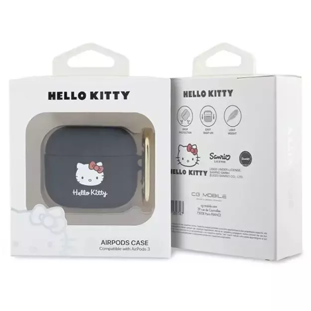 Hello Kitty Silicone 3D Kitty Head case for AirPods 3 - black 2