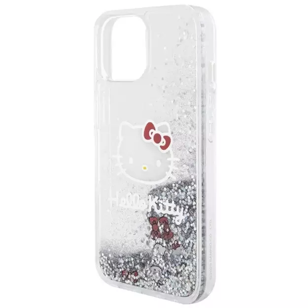Hello Kitty Liquid Glitter Charms Kitty Head case for iPhone 15 - silver 5