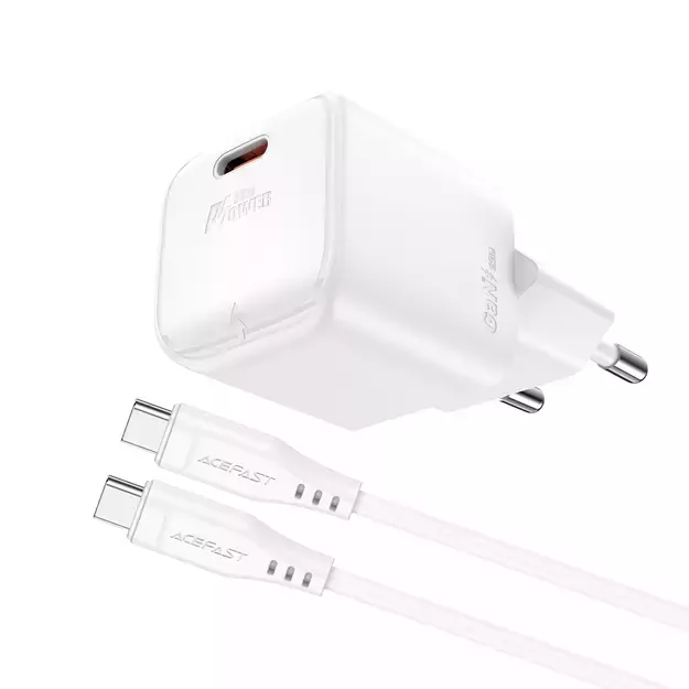 Acefast A77 Mini PD 30W GaN wall charger + USB-C cable - white 7