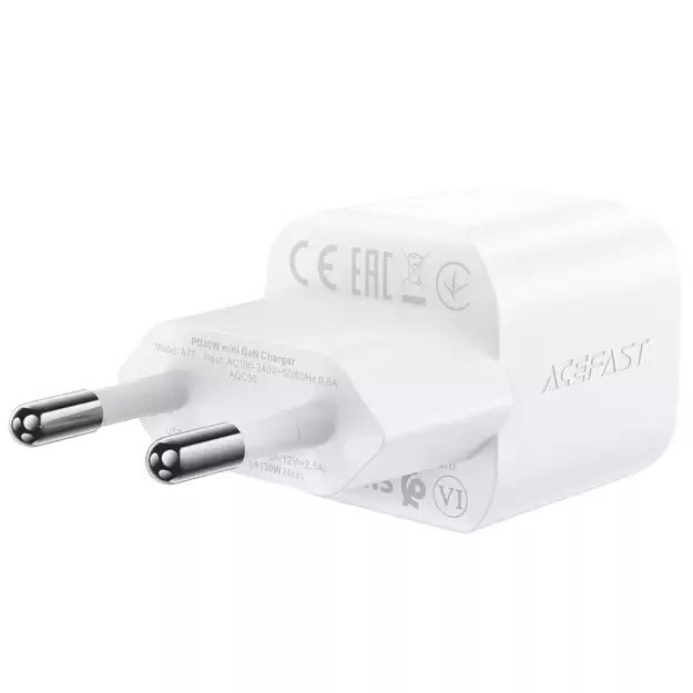 Acefast A77 Mini PD 30W GaN wall charger + USB-C cable - white 8