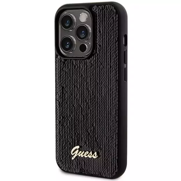 Guess Sequin Script Metal case for iPhone 13 Pro / 13 - black 1