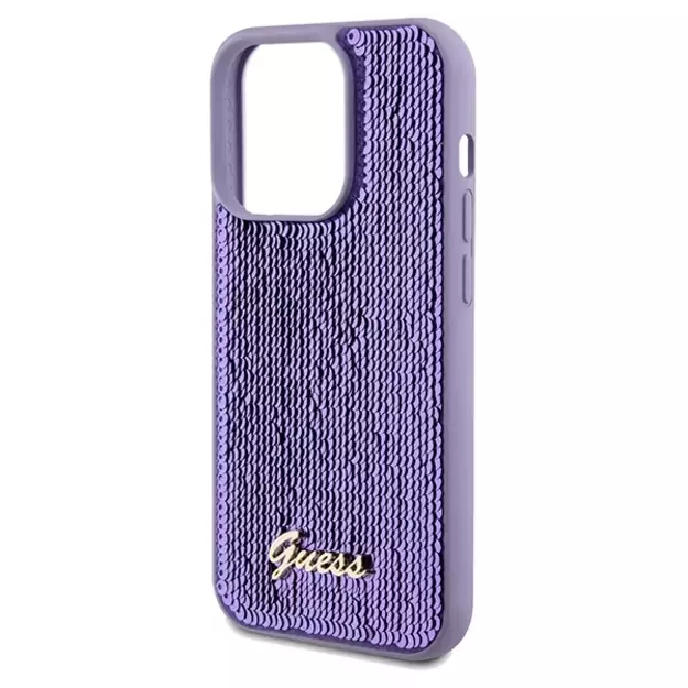Guess Sequin Script Metal case for iPhone 14 Pro Max - purple 12