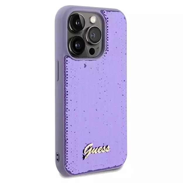 Guess Sequin Script Metal case for iPhone 14 Pro Max - purple 10